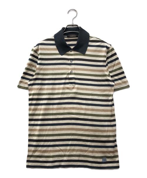 LOUIS VUITTON（ルイ ヴィトン）LOUIS VUITTON (ルイ ヴィトン) ボーダーポロシャツ ベージュ×ブラウン サイズ:Mの古着・服飾アイテム