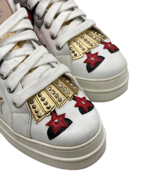 PRADA（プラダ）PRADA (プラダ) ロボットレザーパッチスニーカー ホワイト サイズ:37の古着・服飾アイテム