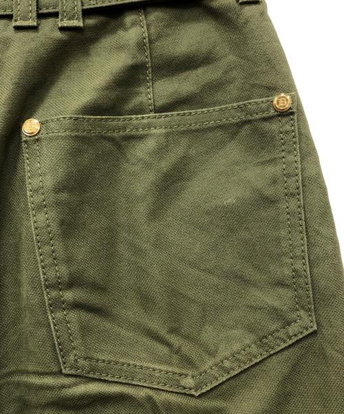 BALMAIN（バルマン）BALMAIN (バルマン) ロゴバックルパンツ グリーン サイズ:34の古着・服飾アイテム