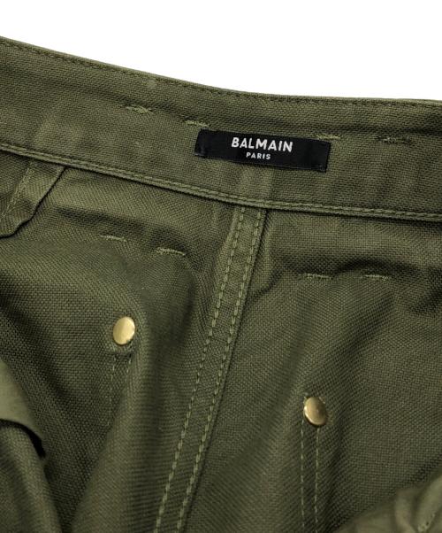 BALMAIN（バルマン）BALMAIN (バルマン) ロゴバックルパンツ グリーン サイズ:34の古着・服飾アイテム
