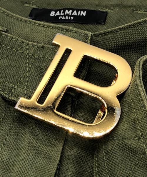 BALMAIN（バルマン）BALMAIN (バルマン) ロゴバックルパンツ グリーン サイズ:34の古着・服飾アイテム