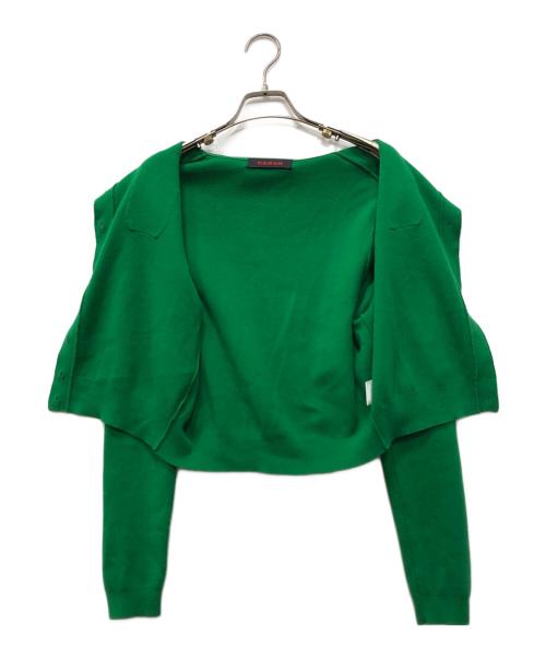 CABAN（キャバン）CABaN (キャバン) コットンカシミヤ クルーネックカーディガン グリーン サイズ:XSの古着・服飾アイテム