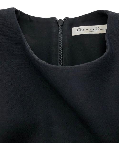 Christian Dior（クリスチャン ディオール）Christian Dior (クリスチャン ディオール) フリルスリーブショートワンピース ブラック サイズ:38の古着・服飾アイテム