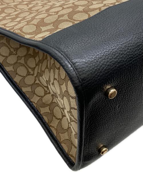 COACH（コーチ）COACH (コーチ) シグネチャージャガード デンプシートート ベージュ×ブラック サイズ:下記参照の古着・服飾アイテム
