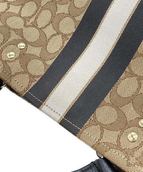 COACH（コーチ）COACH (コーチ) シグネチャージャガード デンプシートート ベージュ×ブラック サイズ:下記参照の古着・服飾アイテム