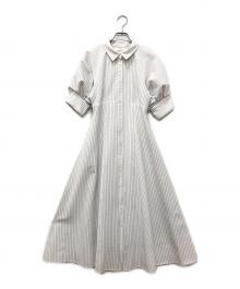 HER LIP TO（ハーリップトゥ）の古着「Volume Sleeve Stripe Dress」｜ホワイト