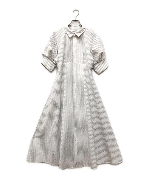 HER LIP TO（ハーリップトゥ）Her lip to (ハーリップトゥ) Volume Sleeve Stripe Dress ホワイト サイズ:Sの古着・服飾アイテム