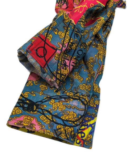 Vivienne Westwood（ヴィヴィアンウエストウッド）Vivienne Westwood (ヴィヴィアンウエストウッド) オーブ刺繍 総柄レーヨンシャツ グレー×イエロー サイズ:36の古着・服飾アイテム