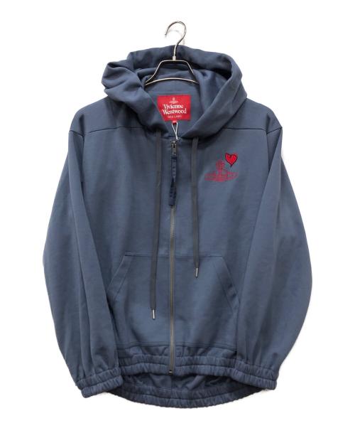 Vivienne Westwood RED LABEL（ヴィヴィアンウエストウッドレッドレーベル）Vivienne Westwood RED LABEL (ヴィヴィアンウエストウッドレッドレーベル) オーブ刺繍ジップパーカー ネイビー サイズ:00の古着・服飾アイテム