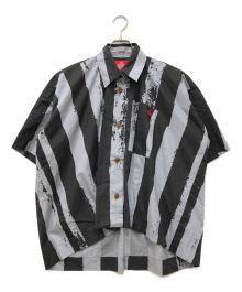Vivienne Westwood RED LABEL（ヴィヴィアンウエストウッドレッドレーベル）の古着「ストライプオーバーサイズシャツ」｜グレー