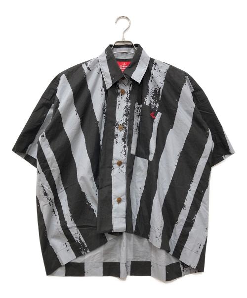 Vivienne Westwood RED LABEL（ヴィヴィアンウエストウッドレッドレーベル）Vivienne Westwood RED LABEL (ヴィヴィアンウエストウッドレッドレーベル) ストライプオーバーサイズシャツ グレー サイズ:00の古着・服飾アイテム