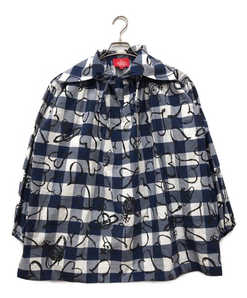 Vivienne Westwood RED LABEL（ヴィヴィアンウエストウッドレッドレーベル）Vivienne Westwood RED LABEL (ヴィヴィアンウエストウッドレッドレーベル) チェックプリントブラウス ブルー サイズ:00の古着・服飾アイテム