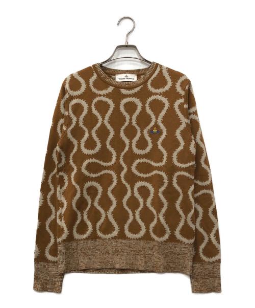 Vivienne Westwood（ヴィヴィアンウエストウッド）Vivienne Westwood (ヴィヴィアンウエストウッド) コットンリネンオーブ刺繍ニット ベージュ サイズ:Sの古着・服飾アイテム