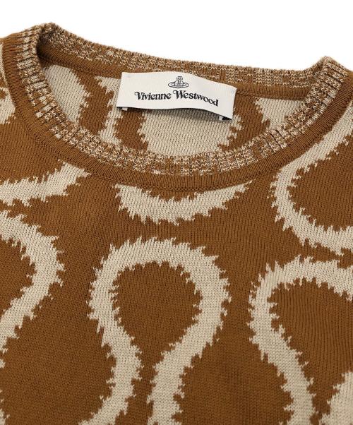 Vivienne Westwood（ヴィヴィアンウエストウッド）Vivienne Westwood (ヴィヴィアンウエストウッド) コットンリネンオーブ刺繍ニット ベージュ サイズ:Sの古着・服飾アイテム