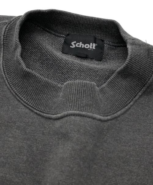 Schott（ショット）Schott (ショット) ピグメント加工 クルーネックスウェットシャツ ブラック サイズ:Mの古着・服飾アイテム