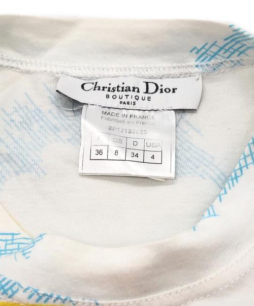 Christian Dior（クリスチャン ディオール）Christian Dior (クリスチャン ディオール) レインボーカートゥーンプリントTシャツ ホワイト×マルチカラー サイズ:36の古着・服飾アイテム