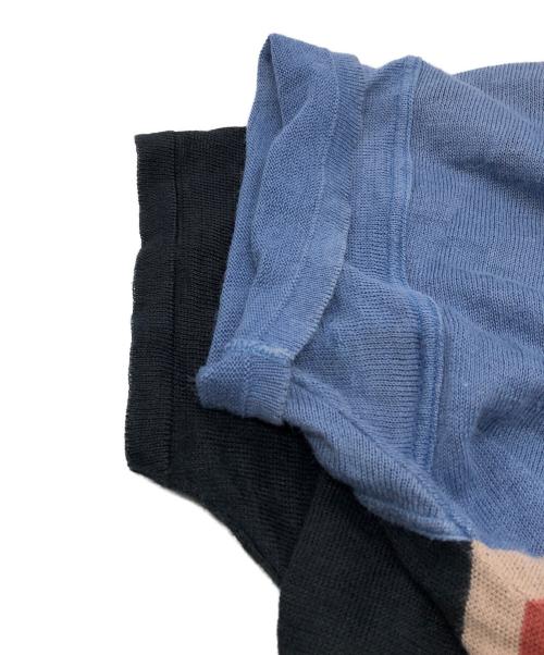 ISSEY MIYAKE（イッセイミヤケ）ISSEY MIYAKE (イッセイミヤケ) リネンニットポロシャツ ネイビー サイズ:FREEの古着・服飾アイテム