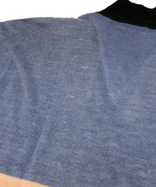 ISSEY MIYAKE（イッセイミヤケ）ISSEY MIYAKE (イッセイミヤケ) リネンニットポロシャツ ネイビー サイズ:FREEの古着・服飾アイテム
