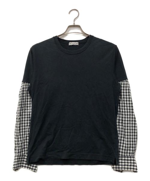 ISSEY MIYAKE MEN（イッセイミヤケメン）ISSEY MIYAKE MEN (イッセイミヤケメン) Docking L/S Tee ブラック×ホワイト サイズ:Sの古着・服飾アイテム