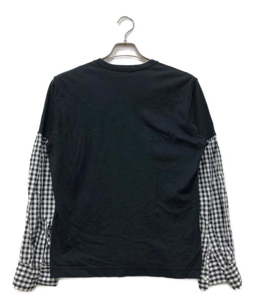 ISSEY MIYAKE MEN（イッセイミヤケメン）ISSEY MIYAKE MEN (イッセイミヤケメン) Docking L/S Tee ブラック×ホワイト サイズ:Sの古着・服飾アイテム