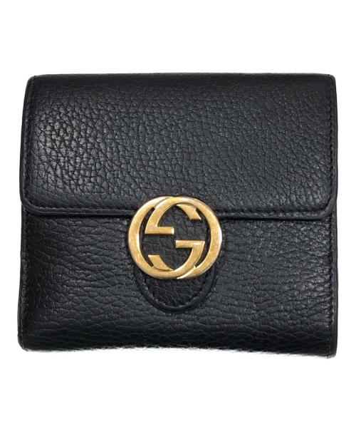 GUCCI（グッチ）GUCCI (グッチ) インターロッキングG 2つ折り財布 ブラック サイズ:下記参照の古着・服飾アイテム