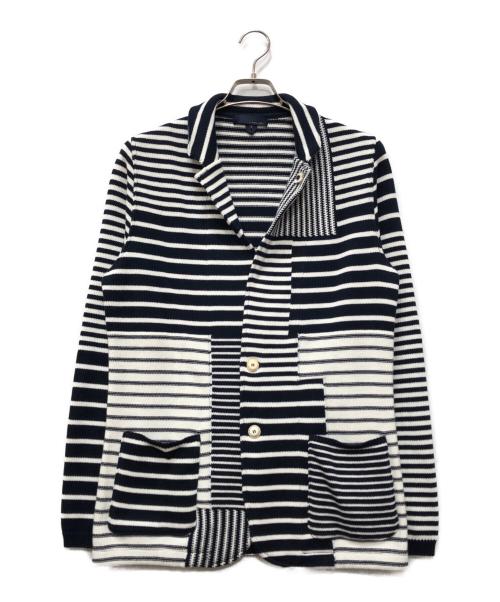 LARDINI（ラルディーニ）LARDINI (ラルディーニ) ニットジャケット ネイビー×ホワイト サイズ:Mの古着・服飾アイテム