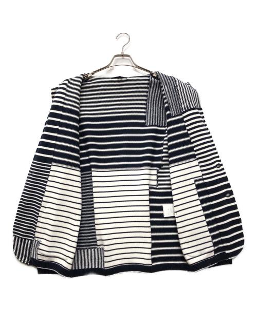 LARDINI（ラルディーニ）LARDINI (ラルディーニ) ニットジャケット ネイビー×ホワイト サイズ:Mの古着・服飾アイテム