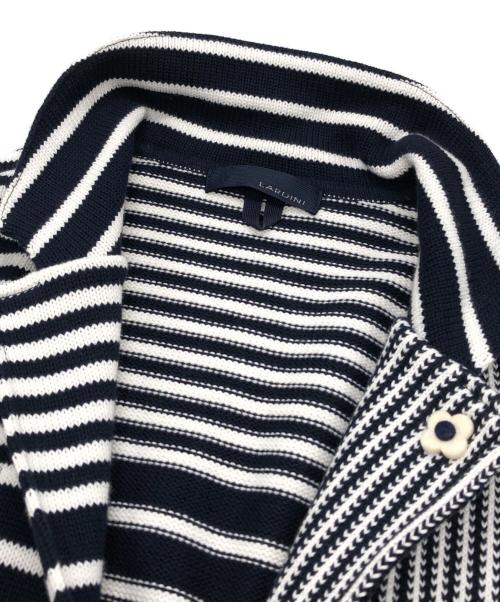 LARDINI（ラルディーニ）LARDINI (ラルディーニ) ニットジャケット ネイビー×ホワイト サイズ:Mの古着・服飾アイテム