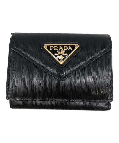 PRADA（プラダ）PRADA (プラダ) 三角ロゴ3つ折り財布 ブラック サイズ:下記参照の古着・服飾アイテム