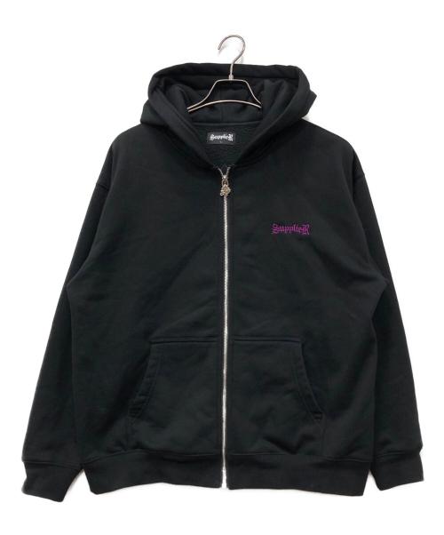 SUPPLIER（サプライヤー）SUPPLIER (サプライヤー) ラインストーンジップパーカー ブラック サイズ:Lの古着・服飾アイテム