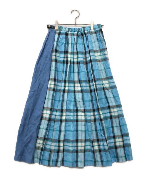 O'NEIL OF DUBLIN（オニールオブダブリン）O'NEIL OF DUBLIN (オニールオブダブリン) チェックリネンキルトスカート ブルー サイズ:8の古着・服飾アイテム