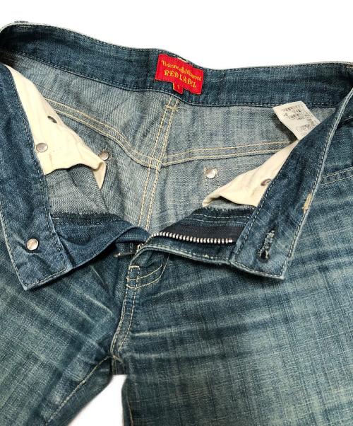 Vivienne Westwood（ヴィヴィアンウエストウッド）Vivienne Westwood (ヴィヴィアンウエストウッド) オーブ刺繍デニムパンツ ブルー サイズ:1の古着・服飾アイテム