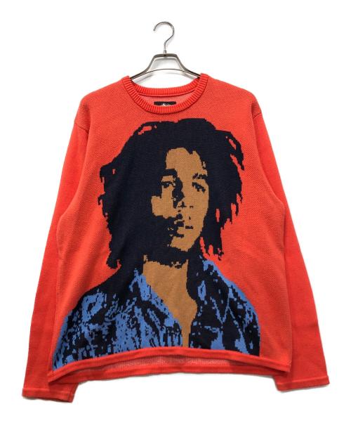 stussy（ステューシー）stussy (ステューシー) BOB MARLEY KNIT SWEATER オレンジ サイズ:XLの古着・服飾アイテム