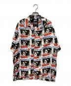 Hysteric Glamourヒステリックグラマー）の古着「SONIC YOUTH/GOO DEMOS柄 オープンカラーシャツ」｜ホワイト×ブラック×レッド