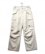 NOMANUALノーマニュアル）の古着「LEATHER CARGO PANTS」｜アイボリー