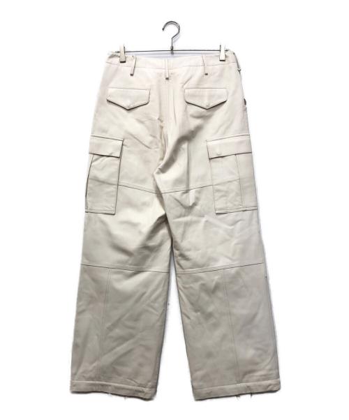 NOMANUAL（ノーマニュアル）NOMANUAL (ノーマニュアル) LEATHER CARGO PANTS アイボリー サイズ:Mの古着・服飾アイテム