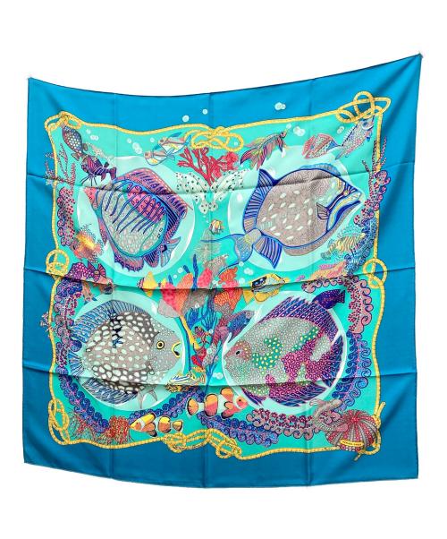HERMES（エルメス）HERMES (エルメス) カレ90 シルクスカーフ ”Grand Fonds 深海” ブルー サイズ:下記参照の古着・服飾アイテム