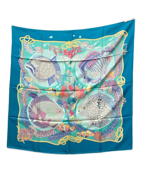 HERMES（エルメス）HERMES (エルメス) カレ90 シルクスカーフ ”Grand Fonds 深海” ブルー サイズ:下記参照の古着・服飾アイテム