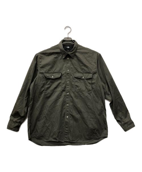 THE NORTH FACE（ザ ノース フェイス）THE NORTH FACE (ザ ノース フェイス) ロングスリーブロックステディチノシャツ カーキ サイズ:Lの古着・服飾アイテム