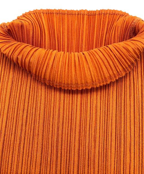 PLEATS PLEASE（プリーツプリーズ）PLEATS PLEASE (プリーツプリーズ) ハイネックプリーツカットソー オレンジ サイズ:3の古着・服飾アイテム