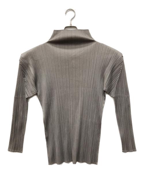 PLEATS PLEASE（プリーツプリーズ）PLEATS PLEASE (プリーツプリーズ) モックネックプリーツカットソー グレー サイズ:3の古着・服飾アイテム