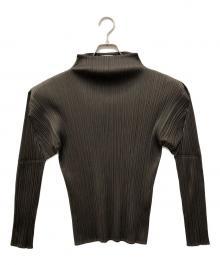 PLEATS PLEASE（プリーツプリーズ）の古着「モックネックプリーツカットソー」｜ブラウン