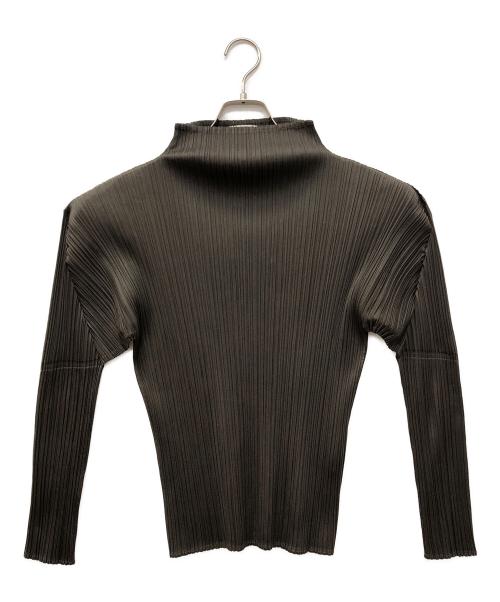 PLEATS PLEASE（プリーツプリーズ）PLEATS PLEASE (プリーツプリーズ) モックネックプリーツカットソー ブラウン サイズ:3の古着・服飾アイテム