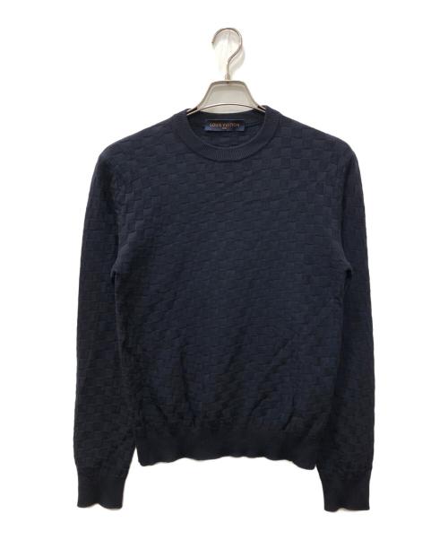 LOUIS VUITTON（ルイ ヴィトン）LOUIS VUITTON (ルイ ヴィトン) ダミエシグネチャーニット ネイビー サイズ:SIZE XSの古着・服飾アイテム