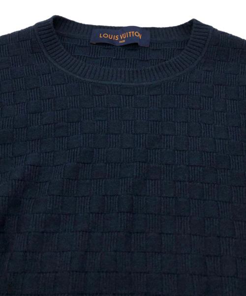 LOUIS VUITTON（ルイ ヴィトン）LOUIS VUITTON (ルイ ヴィトン) ダミエ クルーネックセーター ネイビー サイズ:SIZE XSの古着・服飾アイテム