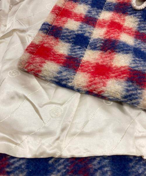 GUCCI（グッチ）GUCCI (グッチ) ウールチェックダッフルコート レッド サイズ:SIZE 12（150/72）の古着・服飾アイテム