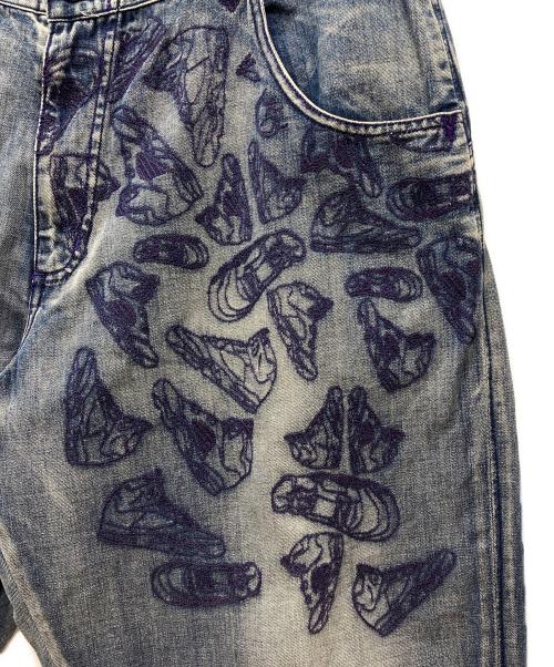 JORDAN（ジョーダン）JORDAN (ジョーダン) 刺繍バギーデニムパンツ ブルー サイズ:36の古着・服飾アイテム