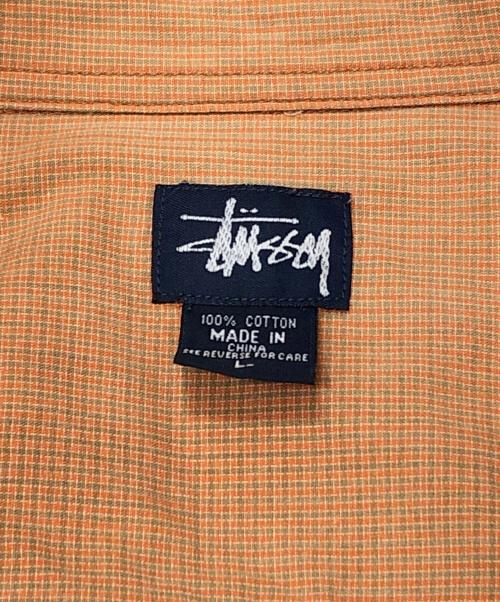 stussy（ステューシー）stussy (ステューシー) S/Sチェックシャツ オレンジ サイズ:Lの古着・服飾アイテム