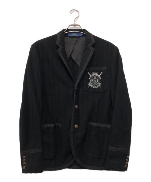 POLO RALPH LAUREN（ポロ・ラルフローレン）POLO RALPH LAUREN (ポロ・ラルフローレン) ヘリンボーンワッペンブレザー ブラック サイズ:Mの古着・服飾アイテム