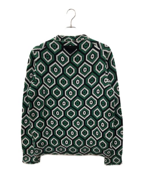 PRADA（プラダ）PRADA (プラダ) ウールカシミヤ テキスタイル ニット グリーン サイズ:SIZE 50の古着・服飾アイテム